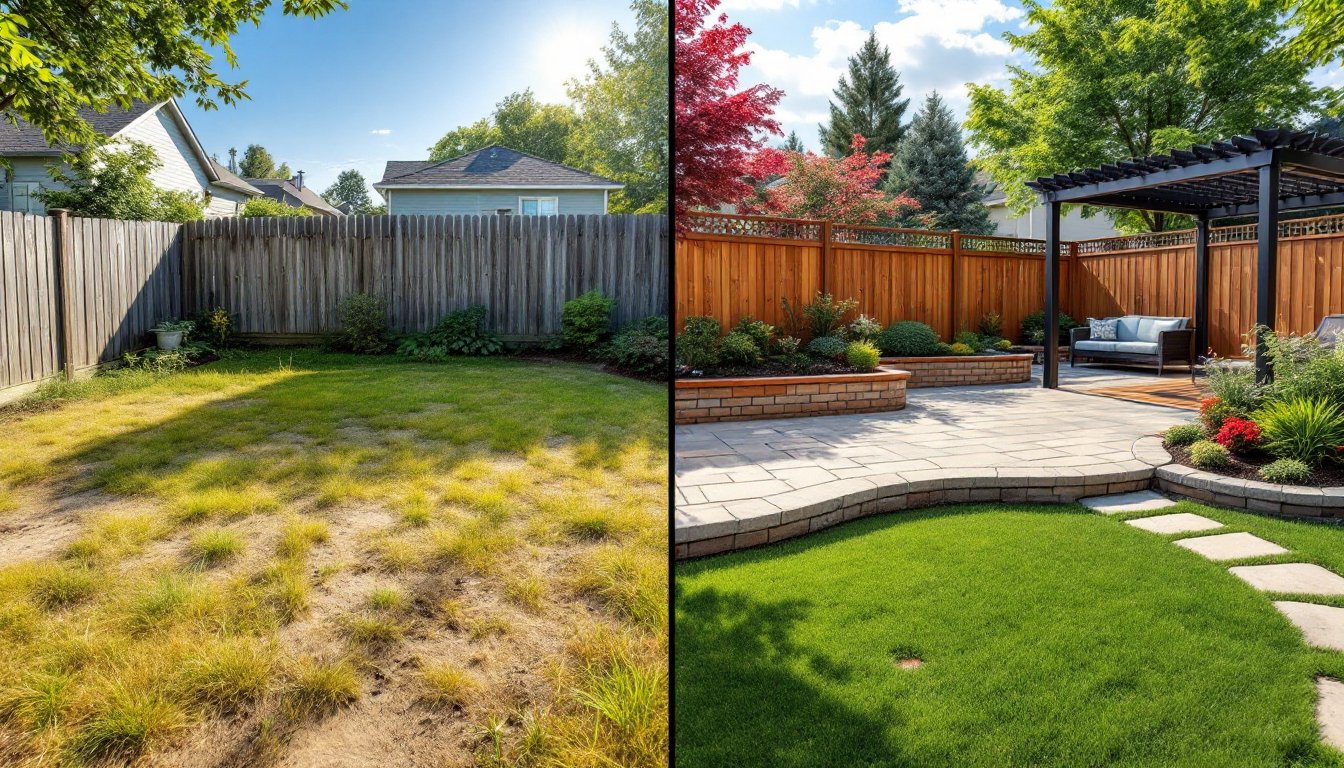backyard landscaping before and after